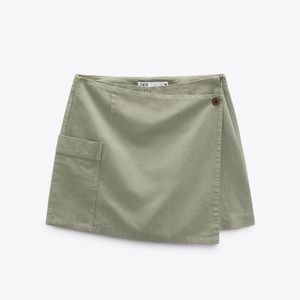 Wrap Front Linen Blend Skort